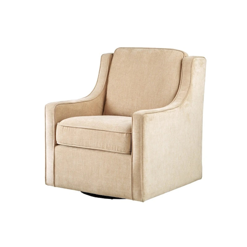 Poltrona girevole a 360° per 1 persona, in ciniglia crema/verde acqua tenue/grigia