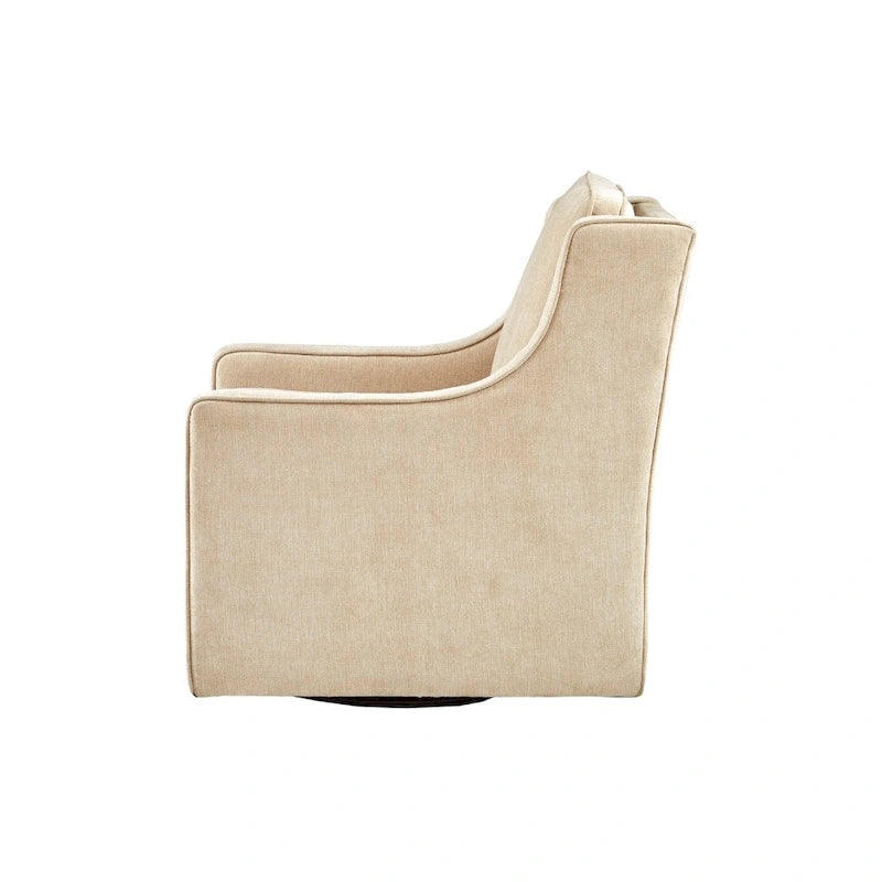 Poltrona girevole a 360° per 1 persona, in ciniglia crema/verde acqua tenue/grigia