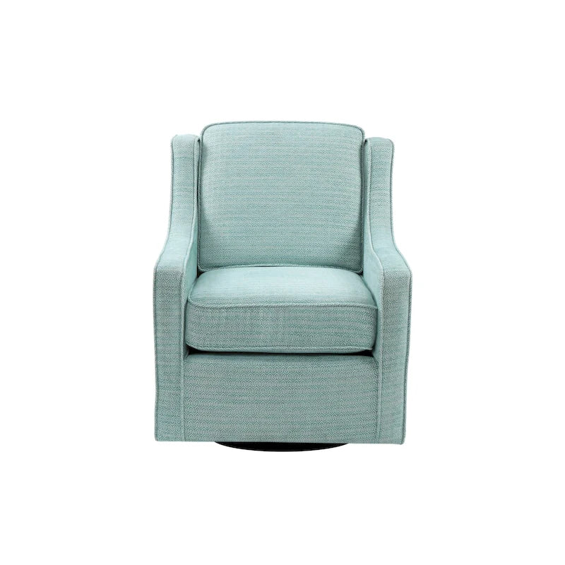 Poltrona girevole a 360° per 1 persona, in ciniglia crema/verde acqua tenue/grigia