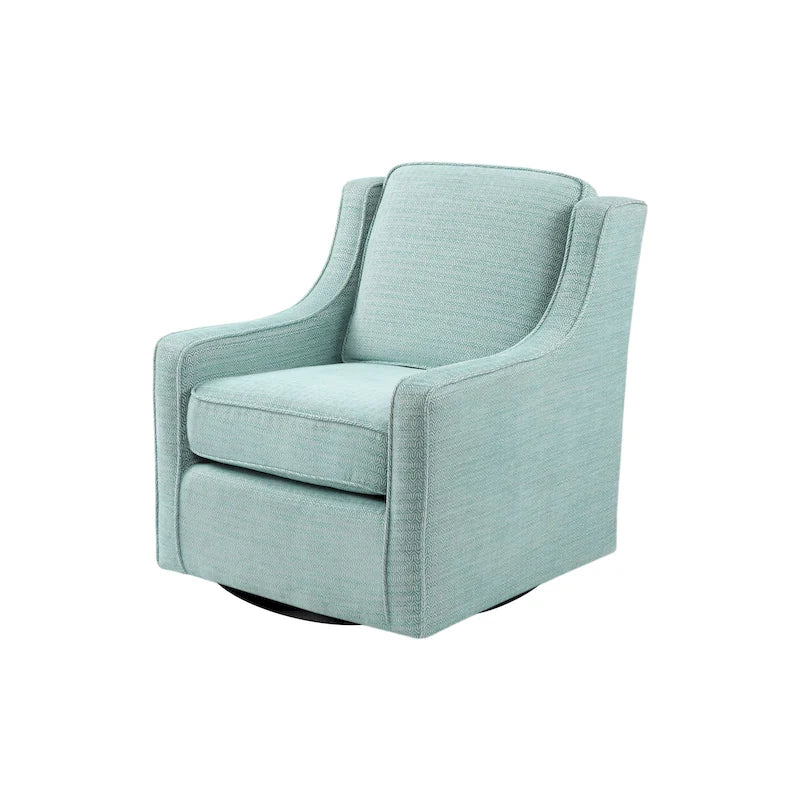 Poltrona girevole a 360° per 1 persona, in ciniglia crema/verde acqua tenue/grigia