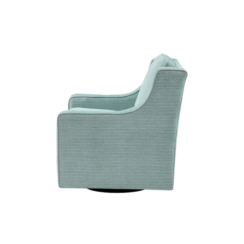 Poltrona girevole a 360° per 1 persona, in ciniglia crema/verde acqua tenue/grigia