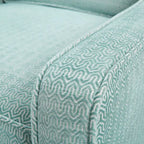 Poltrona girevole a 360° per 1 persona, in ciniglia crema/verde acqua tenue/grigia