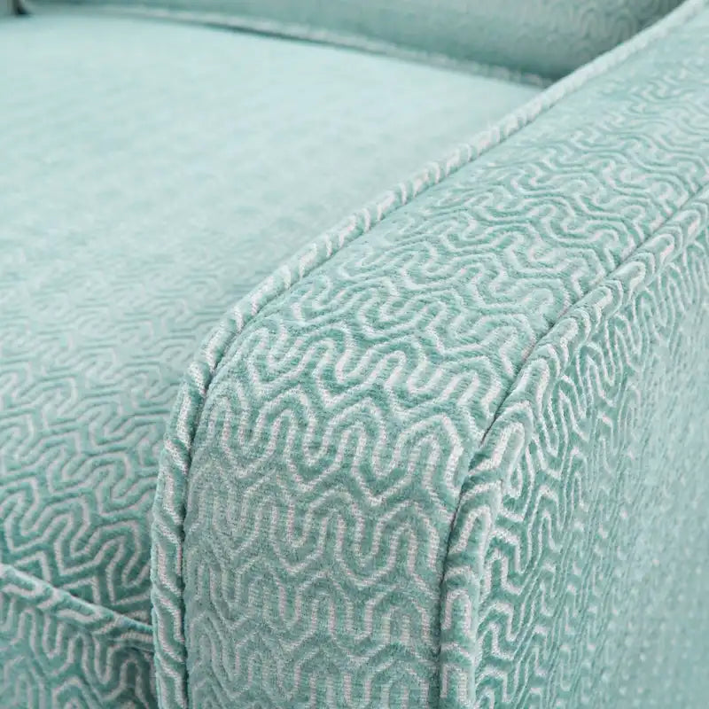 Poltrona girevole a 360° per 1 persona, in ciniglia crema/verde acqua tenue/grigia