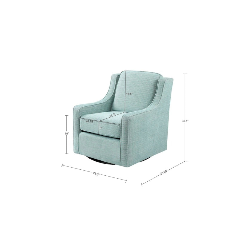Poltrona girevole a 360° per 1 persona, in ciniglia crema/verde acqua tenue/grigia