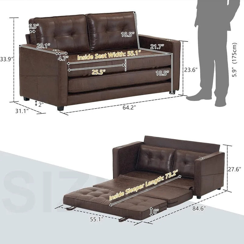 Divano letto a due posti pieghevole, multicolore, per 1-2 persone
