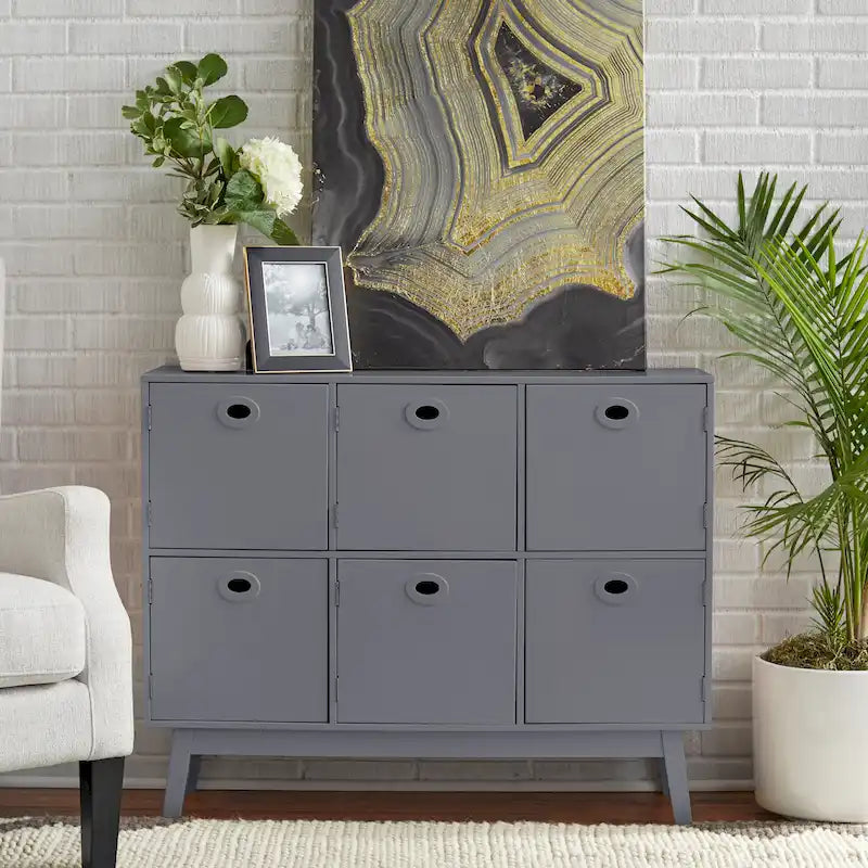 Madia contenitore a 6 ante in MDF, stile moderno di metà secolo, colore verde menta/bianco/rosa/grigio/blu, per 1 persona