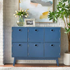 Madia contenitore a 6 ante in MDF, stile moderno di metà secolo, colore verde menta/bianco/rosa/grigio/blu, per 1 persona
