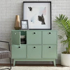 Madia contenitore a 6 ante in MDF, stile moderno di metà secolo, colore verde menta/bianco/rosa/grigio/blu, per 1 persona
