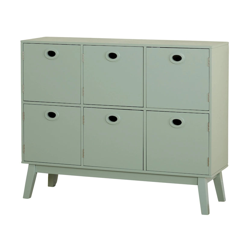 Madia contenitore a 6 ante in MDF, stile moderno di metà secolo, colore verde menta/bianco/rosa/grigio/blu, per 1 persona