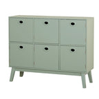Madia contenitore a 6 ante in MDF, stile moderno di metà secolo, colore verde menta/bianco/rosa/grigio/blu, per 1 persona