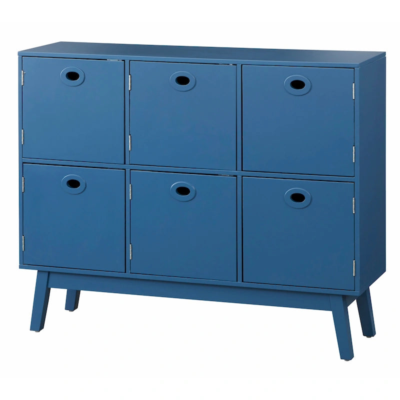 Madia contenitore a 6 ante in MDF, stile moderno di metà secolo, colore verde menta/bianco/rosa/grigio/blu, per 1 persona