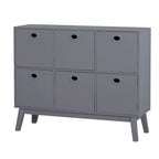 Madia contenitore a 6 ante in MDF, stile moderno di metà secolo, colore verde menta/bianco/rosa/grigio/blu, per 1 persona