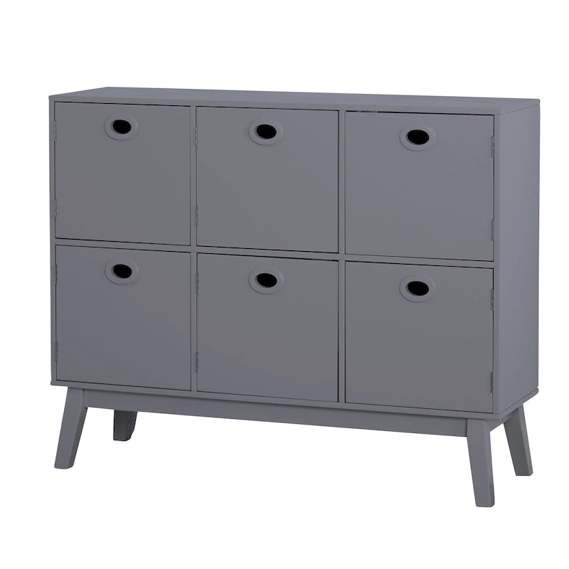 Madia contenitore a 6 ante in MDF, stile moderno di metà secolo, colore verde menta/bianco/rosa/grigio/blu, per 1 persona