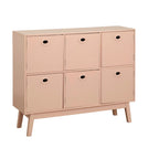 Madia contenitore a 6 ante in MDF, stile moderno di metà secolo, colore verde menta/bianco/rosa/grigio/blu, per 1 persona
