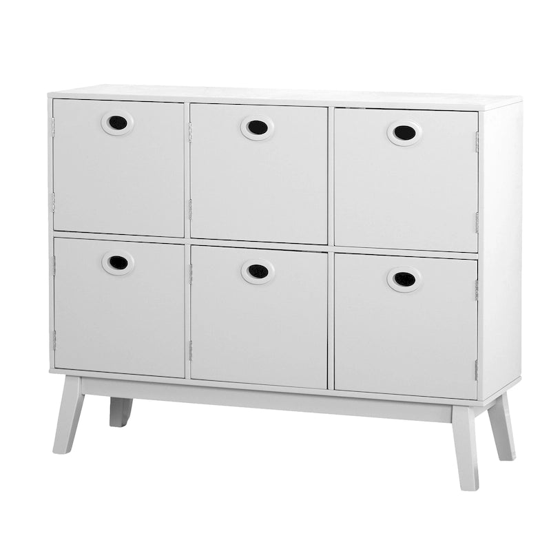 Madia contenitore a 6 ante in MDF, stile moderno di metà secolo, colore verde menta/bianco/rosa/grigio/blu, per 1 persona