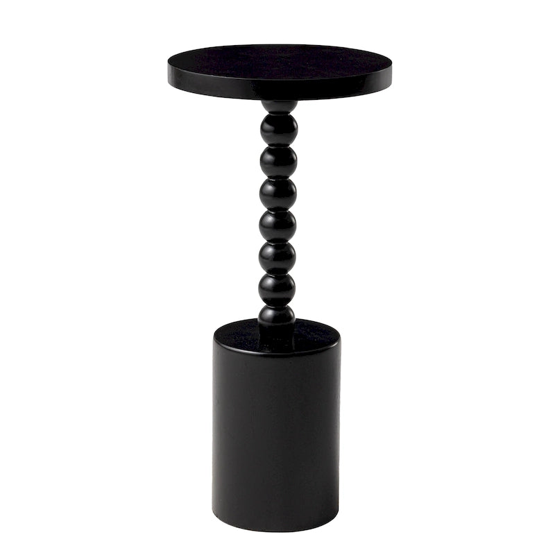 Tavolino rotondo con base a piedistallo a tamburo in legno nero/naturale per 1 persona