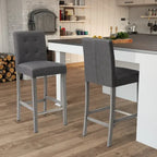 Sgabello da bar imbottito in PU bianco/argento/antracite/beige/PU nero con schienale trapuntato e gambe in legno per 1 persona