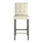 Sgabello da bar imbottito in PU bianco/argento/antracite/beige/PU nero con schienale trapuntato e gambe in legno per 1 persona