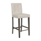 Sgabello da bar imbottito in PU bianco/argento/antracite/beige/PU nero con schienale trapuntato e gambe in legno per 1 persona
