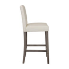 Sgabello da bar imbottito in PU bianco/argento/antracite/beige/PU nero con schienale trapuntato e gambe in legno per 1 persona