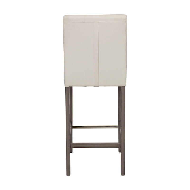 Sgabello da bar imbottito in PU bianco/argento/antracite/beige/PU nero con schienale trapuntato e gambe in legno per 1 persona