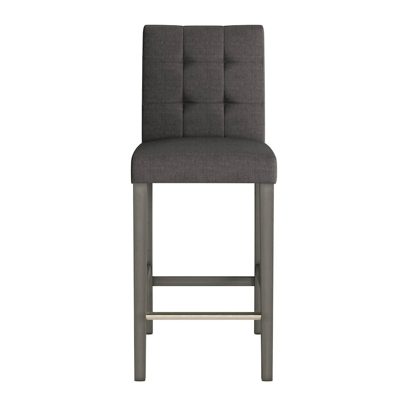 Sgabello da bar imbottito in PU bianco/argento/antracite/beige/PU nero con schienale trapuntato e gambe in legno per 1 persona
