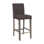 Sgabello da bar imbottito in PU bianco/argento/antracite/beige/PU nero con schienale trapuntato e gambe in legno per 1 persona