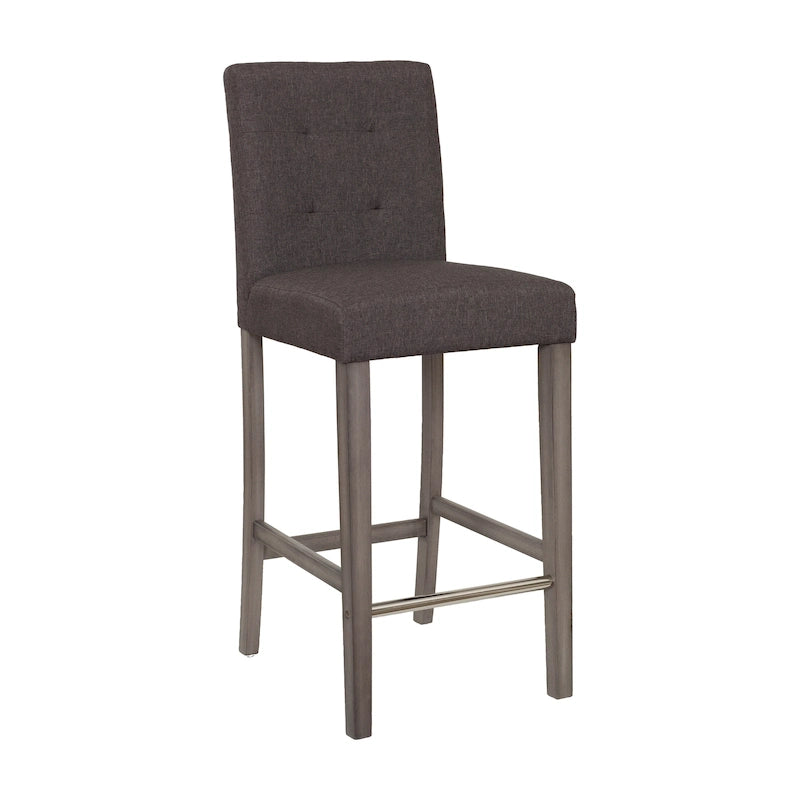 Sgabello da bar imbottito in PU bianco/argento/antracite/beige/PU nero con schienale trapuntato e gambe in legno per 1 persona