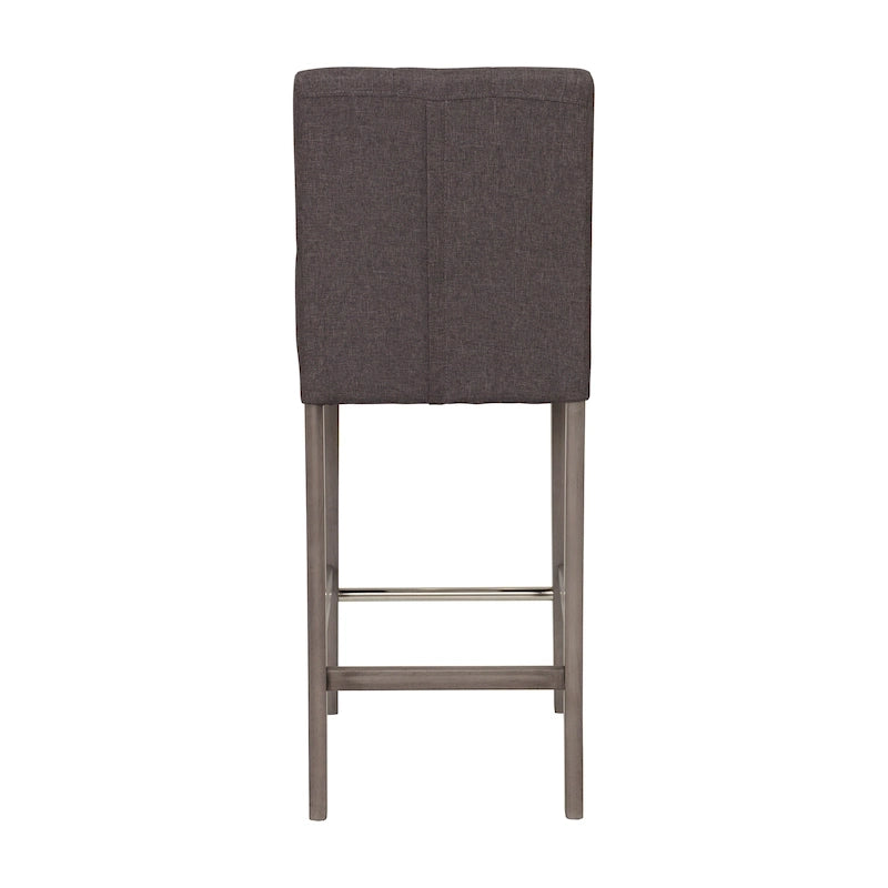 Sgabello da bar imbottito in PU bianco/argento/antracite/beige/PU nero con schienale trapuntato e gambe in legno per 1 persona