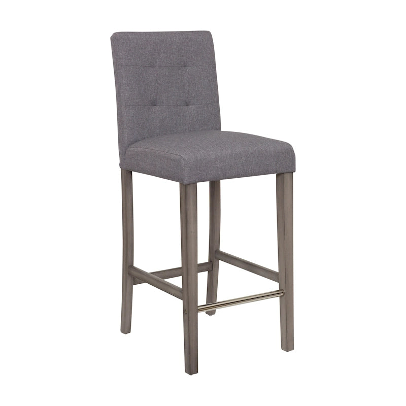 Sgabello da bar imbottito in PU bianco/argento/antracite/beige/PU nero con schienale trapuntato e gambe in legno per 1 persona
