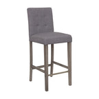 Sgabello da bar imbottito in PU bianco/argento/antracite/beige/PU nero con schienale trapuntato e gambe in legno per 1 persona