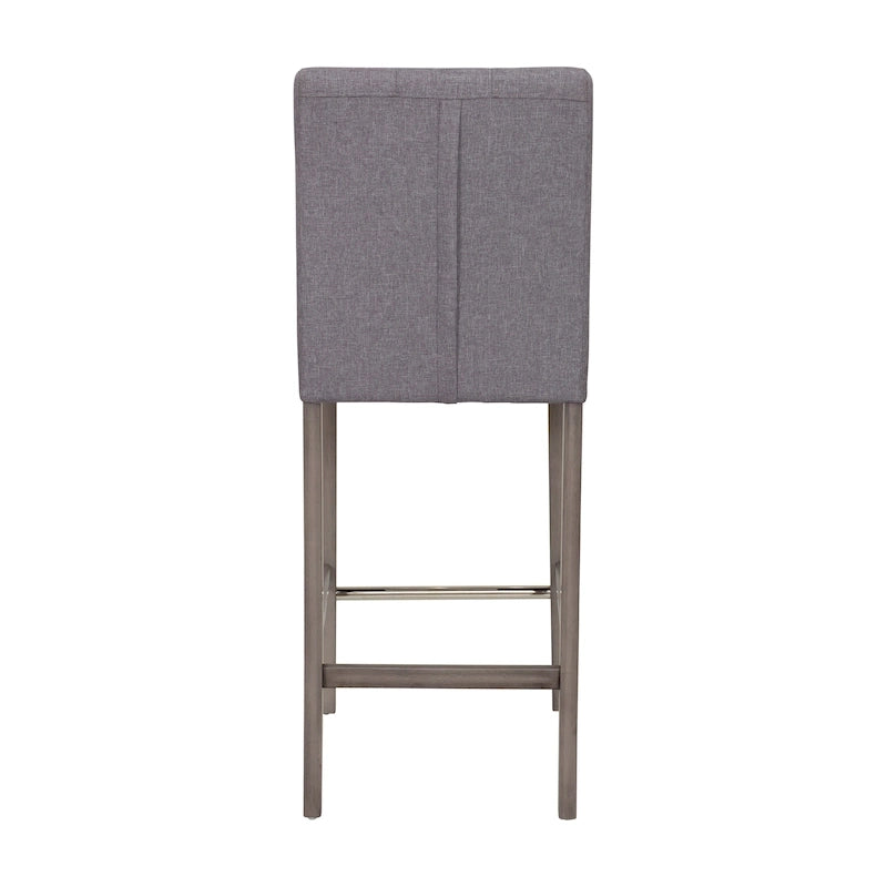 Sgabello da bar imbottito in PU bianco/argento/antracite/beige/PU nero con schienale trapuntato e gambe in legno per 1 persona