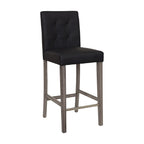 Sgabello da bar imbottito in PU bianco/argento/antracite/beige/PU nero con schienale trapuntato e gambe in legno per 1 persona