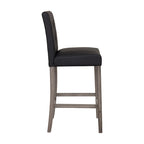 Sgabello da bar imbottito in PU bianco/argento/antracite/beige/PU nero con schienale trapuntato e gambe in legno per 1 persona