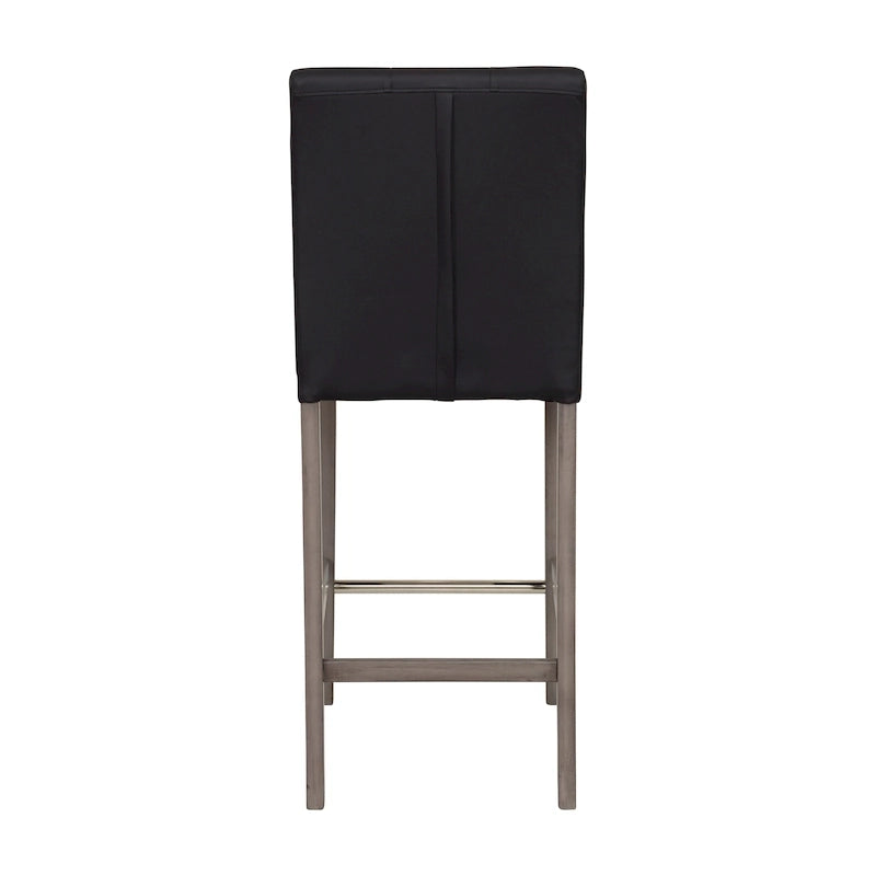Sgabello da bar imbottito in PU bianco/argento/antracite/beige/PU nero con schienale trapuntato e gambe in legno per 1 persona