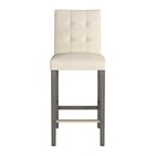 Sgabello da bar imbottito in PU bianco/argento/antracite/beige/PU nero con schienale trapuntato e gambe in legno per 1 persona
