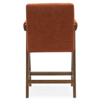 Sgabello Mid-Century Modern da banco in tessuto beige / verde / terra con gambe in legno di noce per 1 persona