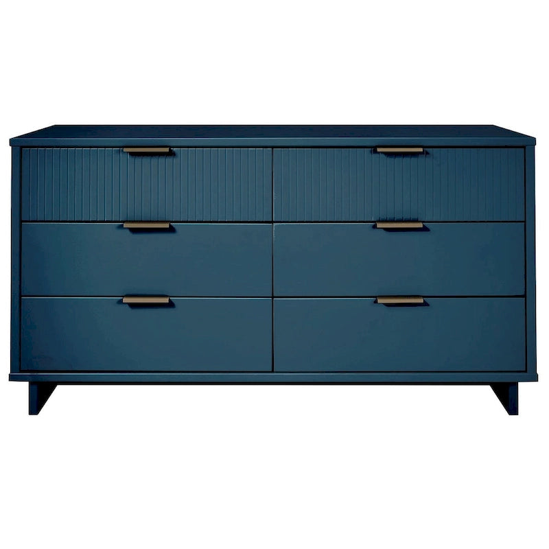 Comò moderno a 6 cassetti doppio largo per 1 persona Salvia / Grigio scuro / Grigio chiaro / Nero / Bianco / Blu notte