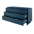 Comò moderno a 6 cassetti doppio largo per 1 persona Salvia / Grigio scuro / Grigio chiaro / Nero / Bianco / Blu notte