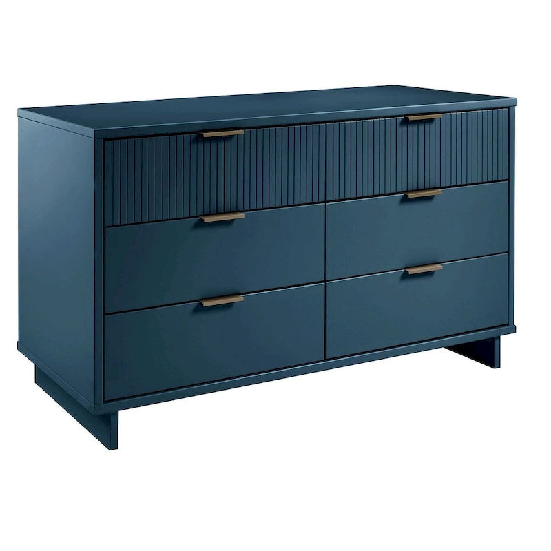 Comò moderno a 6 cassetti doppio largo per 1 persona Salvia / Grigio scuro / Grigio chiaro / Nero / Bianco / Blu notte