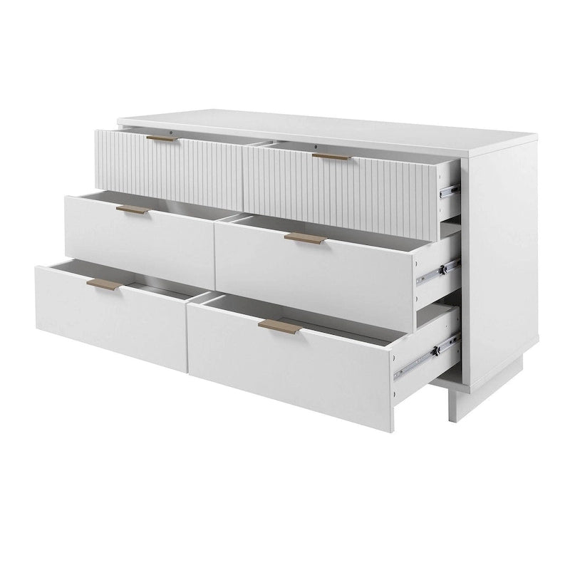 Comò moderno a 6 cassetti doppio largo per 1 persona Salvia / Grigio scuro / Grigio chiaro / Nero / Bianco / Blu notte