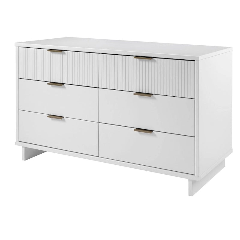 Comò moderno a 6 cassetti doppio largo per 1 persona Salvia / Grigio scuro / Grigio chiaro / Nero / Bianco / Blu notte