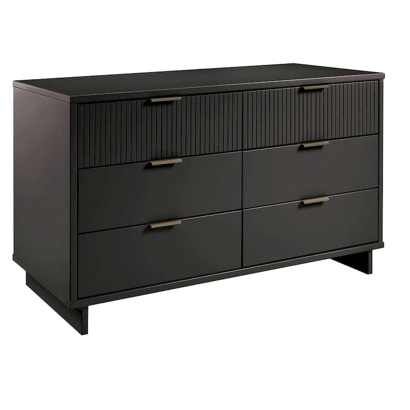Comò moderno a 6 cassetti doppio largo per 1 persona Salvia / Grigio scuro / Grigio chiaro / Nero / Bianco / Blu notte
