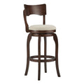 Sgabello da bar girevole in legno di caucciù beige/grigio scuro/grigio/marrone, con seduta imbottita e poggiapiedi, per 1 persona