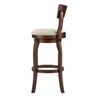 Sgabello da bar girevole in legno di caucciù beige/grigio scuro/grigio/marrone, con seduta imbottita e poggiapiedi, per 1 persona