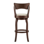 Sgabello da bar girevole in legno di caucciù beige/grigio scuro/grigio/marrone, con seduta imbottita e poggiapiedi, per 1 persona