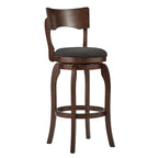 Sgabello da bar girevole in legno di caucciù beige/grigio scuro/grigio/marrone, con seduta imbottita e poggiapiedi, per 1 persona