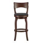 Sgabello da bar girevole in legno di caucciù beige/grigio scuro/grigio/marrone, con seduta imbottita e poggiapiedi, per 1 persona