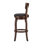 Sgabello da bar girevole in legno di caucciù beige/grigio scuro/grigio/marrone, con seduta imbottita e poggiapiedi, per 1 persona