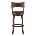 Sgabello da bar girevole in legno di caucciù beige/grigio scuro/grigio/marrone, con seduta imbottita e poggiapiedi, per 1 persona